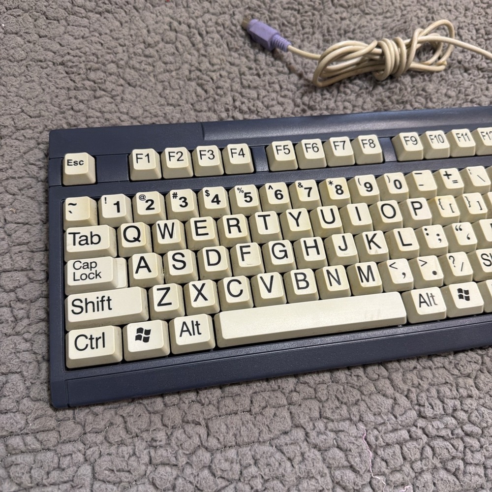 Computer Keyboard Easy To Read PS/2 Windows Mac Large Font Visibility Learn - Picture 2 of 6